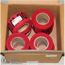 UNCLAIMED CASE W/ 8 ROLLS OF FABRIC FLAGGING TAPE