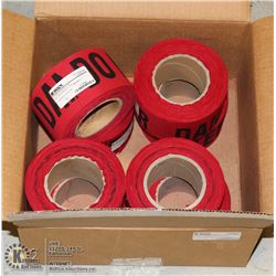 UNCLAIMED CASE W/ 8 ROLLS OF FABRIC FLAGGING TAPE