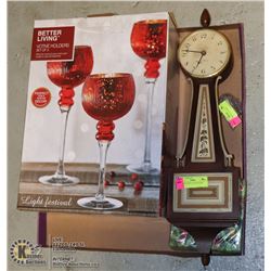 FLAT OF UNCLAIMED MERCHANDISE INCLUDING CLOCK