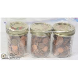 PENNIES- 3 PINT JARS FULL- TOTAL WEIGHT 6+ LBS