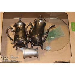 SILVER COFFEE AND TEA SET COLLECTABLE, PARTYLITE