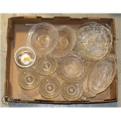 VINTAGE 14 PIECES VARIOUS CLEAR GLASS SERVING