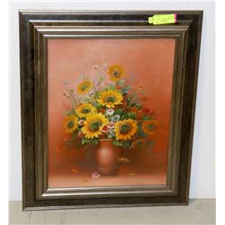 UNCLAIMED FRAMED FLOWER OIL ON CANVAS
