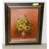 Image 1 : UNCLAIMED FRAMED FLOWER OIL ON CANVAS