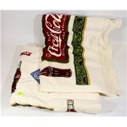 TWO COCA COLA BEACH TOWELS/ BATH TOWELS