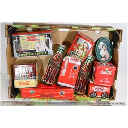 LARGE FLAT OF COCA COLA COLLECTOR TINS