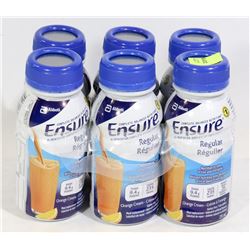 6 BOTTLES OF ENSURE REGULAR ORANGE CREAM
