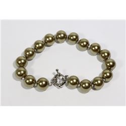 #25-DARK GOLD SEA SHELL PEARL BRACELET 10mm/7.5"