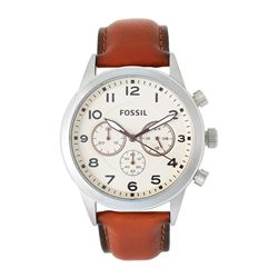 NEW FOSSIL TRIPLE CHRONO BEIGE DIAL MSRP $275 42MM