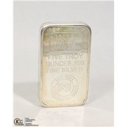 5 TROY OUNCE FINE SILVER BAR GOLDEN STATE MINT