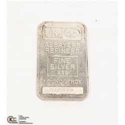 1 TROY OUNCE JOHNSON MATTHEY SILVER BAR SERIAL