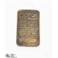 1 TROY OUNCE JOHNSON MATTHEY SILVER BAR