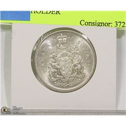 1966 CANADIAN SILVER 50 CENT PIECE IN HOLDER