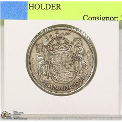 1954 CANADIAN SILVER 50 CENT PIECE IN HOLDER