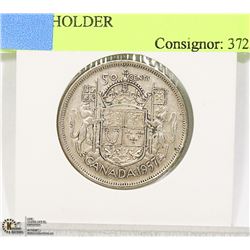 1957 CANADIAN SILVER 50 CENT PIECE IN HOLDER
