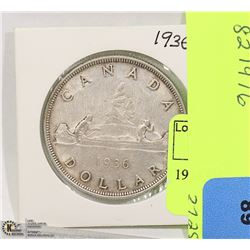 1936 CANADIAN SILVER DOLLAR COIN