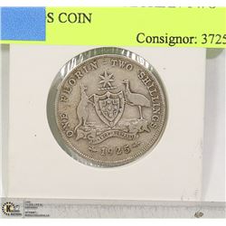 1925 UK SILVER ONE FLORIAN TWO SHILLINGS COIN
