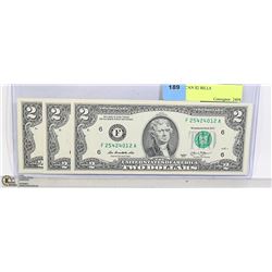 3 AMERICAN $2 BILLS