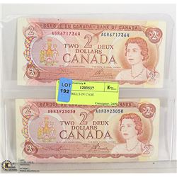 TWOCANADIAN $2 BILLS IN CASE