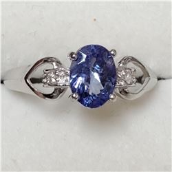 10KT WHITE GOLD TANZANITE AND DIAMOND RING