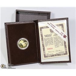 1992 CANADIAN $100 14 KARAT GOLD COIN, CITY OF