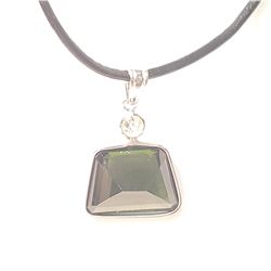 24) 14KT WHITE GOLD TOURMALINE AND DIAMOND PENDANT