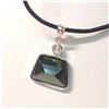 Image 3 : 24) 14KT WHITE GOLD TOURMALINE AND DIAMOND PENDANT