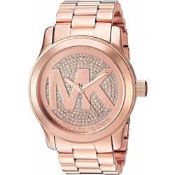 NEW MICHAEL KORS ROSE GOLD MK LOGO MSRP $379