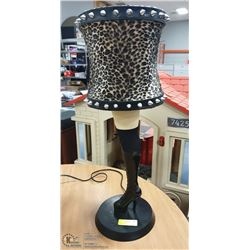 KINKY LEG LAMP W/ LEOPARD PRINT STUDDED SHADE