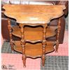Image 1 : WALNUT D TABLE WITH THREE SHELVES. 24 X 12 X 24