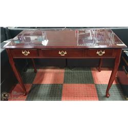 CHERRY WOOD 3 DRAWER DESK, QUEEN ANNE STYLE