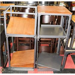 LOT OF 6 STACKABLE METAL AND WOOD END TABLES