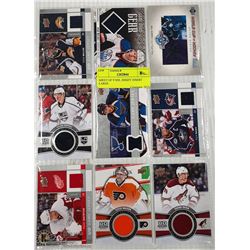 SHEET OF 9 NHL JERSEY INSERT CARDS