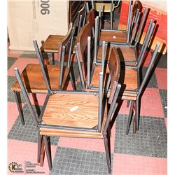 LOT OF 10 WOOD AND METAL COMMERCIAL CHAIRS