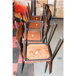 LOT OF 8 WOOD AND METAL COMMERCIAL CHAIRS