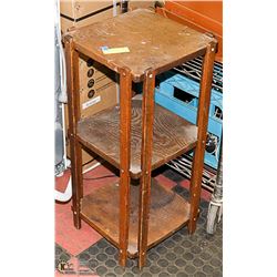 MISSION OAK 3 TIER END TABLE 12 X 12 X 28