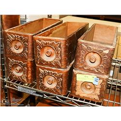 6 OAK DRAWERS FROM TREADLE SEWING MACHINE