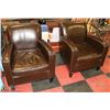 Image 1 : LOT OF 2 BROWN LEATHERETTE ARM CHAIRS.