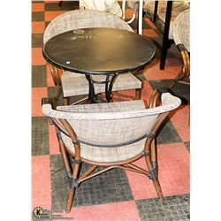 METAL PATIO TABLE WITH 2 ARM CHAIRS