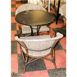 METAL PATIO TABLE WITH 2 ARM CHAIRS