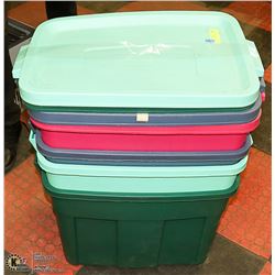 LOT OF 4 ROUGHNECK RUBBERMAID TOTES