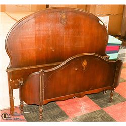 ANTIQUE DOUBLE HEADBOARD & FOOTBOARD, NO RAILS.
