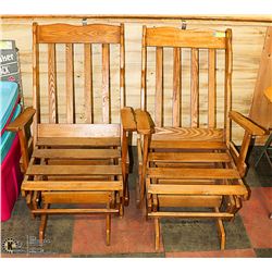 PAIR OF WOOD GLIDER ROCKING CHAIRS
