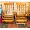 Image 1 : PAIR OF WOOD GLIDER ROCKING CHAIRS
