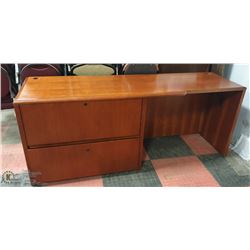 DESK WITH DRAWERS AND KEYS. 71" X 20" X 30".