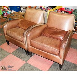 LOT OF 2 DARK  LITE BROWN LEATHER NAILHEAD ARM