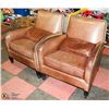 Image 1 : LOT OF 2 DARK  LITE BROWN LEATHER NAILHEAD ARM
