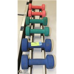 SET OF HAND DUMBELLS WITH STAND