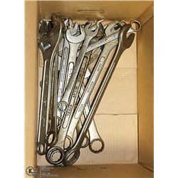 BOX OF HEAVY DUTY WRENCHES