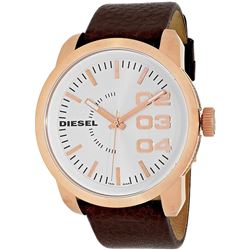 NEW DIESEL WHITE DIAL BROWN STRAP 46MM MSRP $230